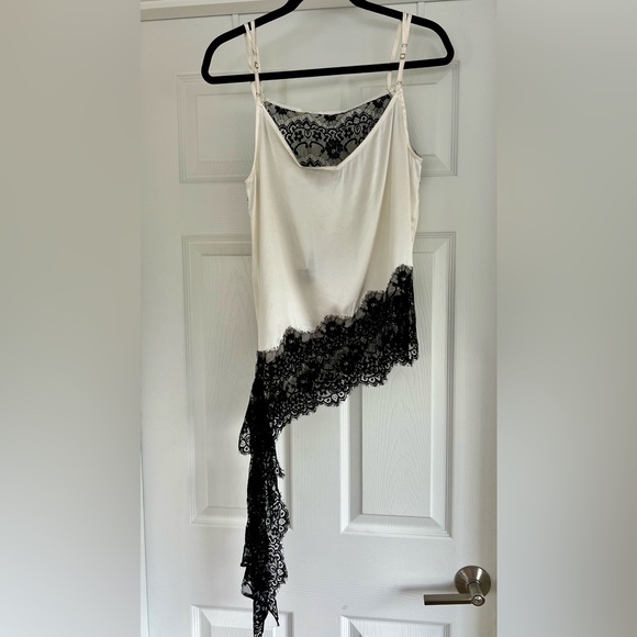 bebe cami blouse. Color: Cream with black lace. Size: Large - Picture 2 of 3